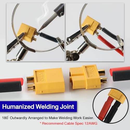 Ledvillage 20 Pairs XT60H XT-60 Male & Female Bullet Connector Plug for RC Car/Boat/LiPo Battery with Heat Shrink Tube, 60A 500V - Image 4