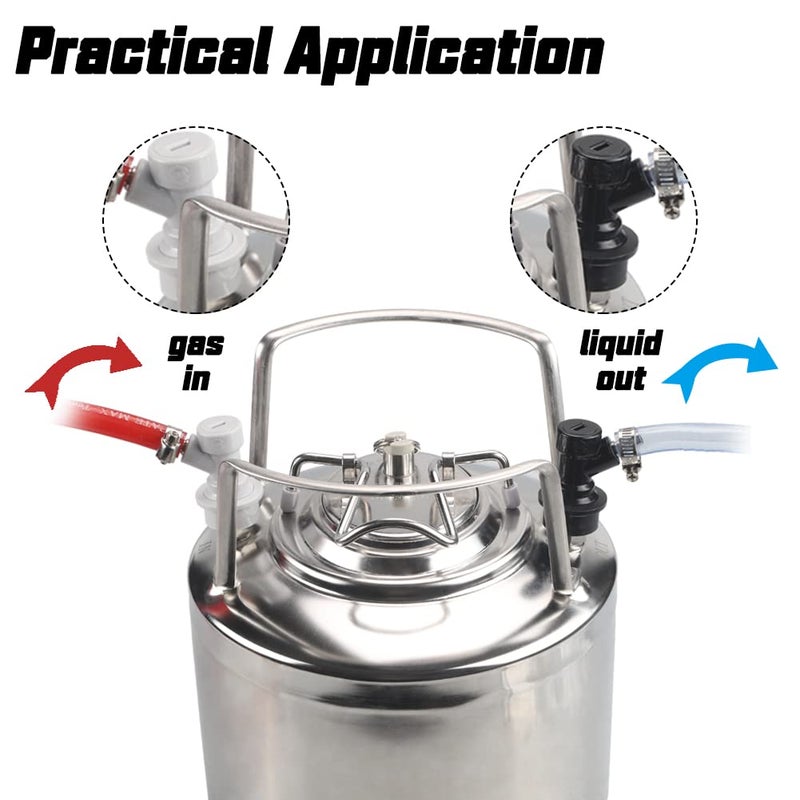 Beverage Factory موصلات برميل قفل الكرة PERA 2 زوج، مجموعة فواصل سريعة للغاز والسائل، سوداء للسائل، 2 قطعة رمادية للغاز - Image 5