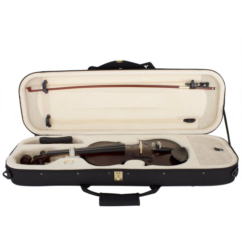 Cecilio CVN-EAV Ebony Fitted Solidwood Violin in Varnish Antique with Deluxe Oblong Hard Case Size 4/4 (Full Size) - Image 2