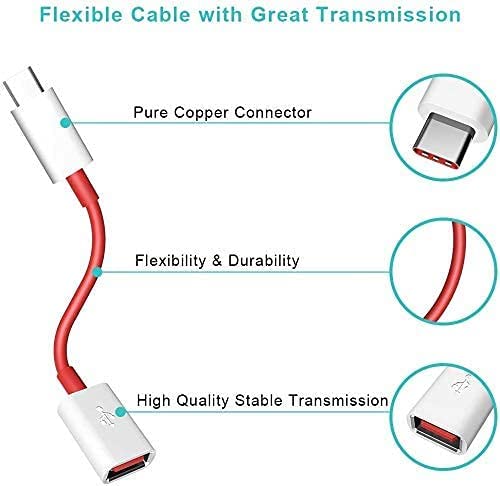 ls lapster Lapster USB 3.0 to Type-C OTG Cable Adapter Compatible with USB to c Type Converter Supporting All laptops, Mobile Smartphone and Other Type c Devices (White & Red) - Image 5