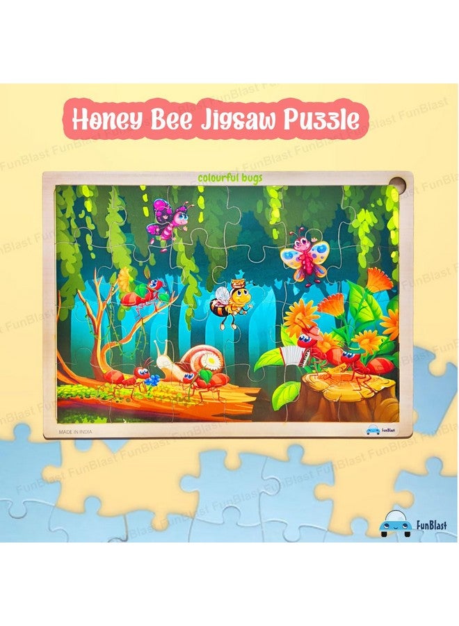 FunBlast Puzzles for Kids - 24 Pcs Honey Bee Jigsaw Puzzle for Kids of Age 3-5 Years, Wooden Board Jigsaw Puzzles, Floor Puzzle for Children, Learning and Educational Jigsaw Puzzle Toys - Image 3