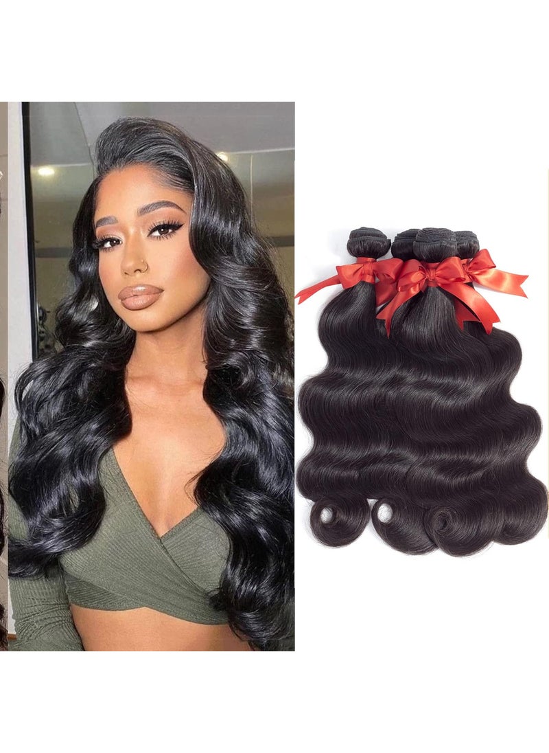 Beauhair Body Wave Human Hair 4 Bundles 100 Unprocessed Brazilian Body Wave Virgin Human Hair 4 Bundles Human Hair Extensions Natural Black Color30 30 30 30 