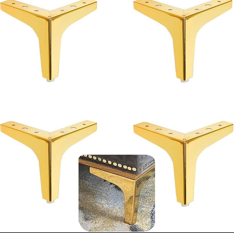 DEWARE Golden Glossy Finish TShaped Sofa Leg Replacement Elegant Furniture Leg for Sofas Chairs Beds Easy Installation 615 CM
