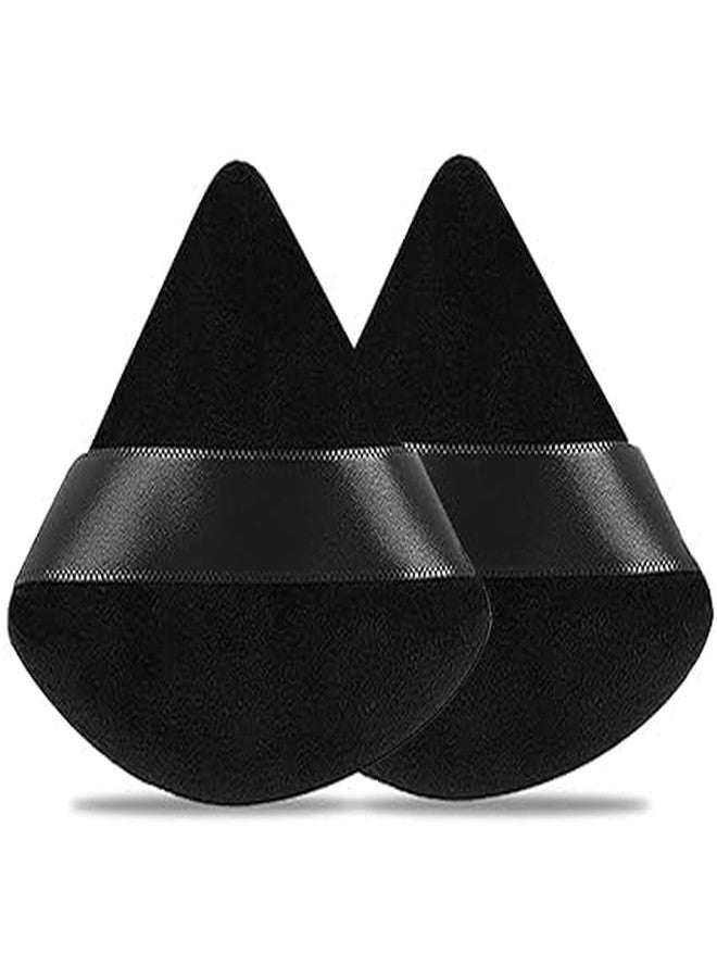 SUNISA Triangle Powder Puff Face Cosmetic Powder Puff Washable Reusable Bake Loose Powder Cosmetic Foundation Sponge Mineral Powder (48 Pcs Black Triange Puff) - Image 4