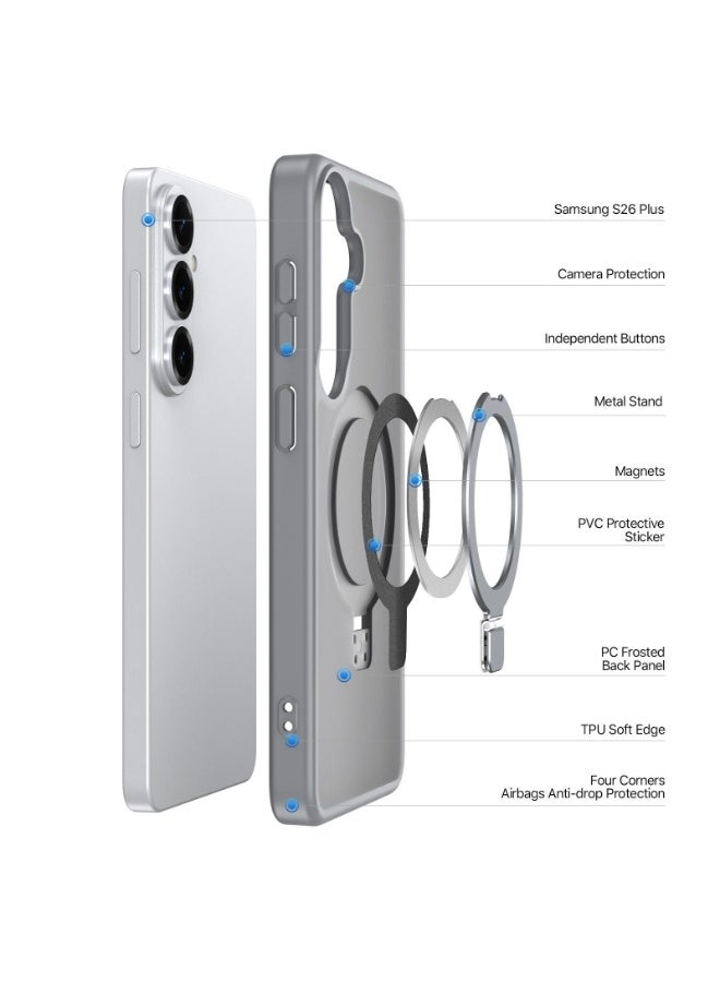 DUX DUCIS Samsung Galaxy S26 Plus 5G DUX DUCIS Yind Series Mag Series MagSafe Ring Holder Frosted Phone Case - Grey - Image 3
