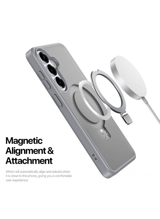 DUX DUCIS Samsung Galaxy S26 Plus 5G DUX DUCIS Yind Series Mag Series MagSafe Ring Holder Frosted Phone Case - Grey - Image 5