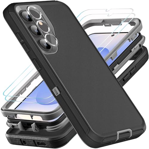 YKHJKLEC for Samsung Galaxy S25 Case ONLY NOT FIT Galaxy S25 EdgeS25 PlusS25 Ultra Military Grade Case with 2Pcs Tempered Glass Screen Protector 1Pcs Camera Lens Protector BlackGrey - Image 1