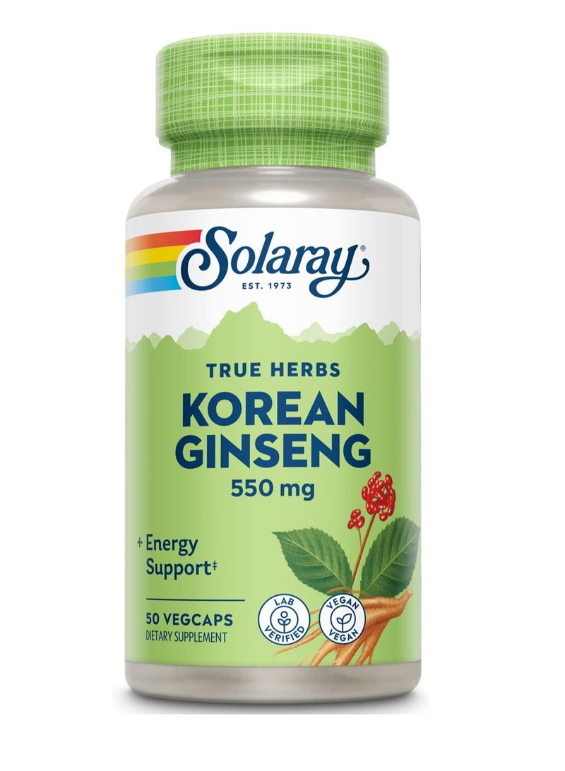 SOLARAY Korean Ginseng 550mg, 50 Vegetable Capsules - Image 1