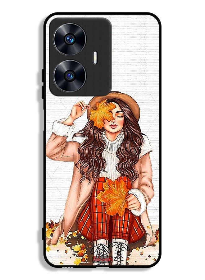 Tolwak Realme C55 Protective Case Cover Holding Autumn Leaves Art - Image 1