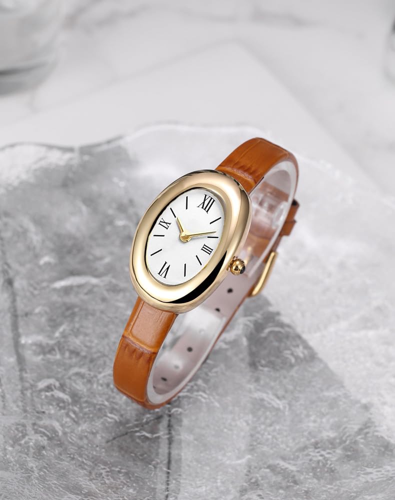 MASTOP Bracelet Watch for Women - Elegant 24mm Oval Dial Bangle Watch - Gold Jewelry Style Quartz Wristwatch - Gift for Her (Grey) - Image 3