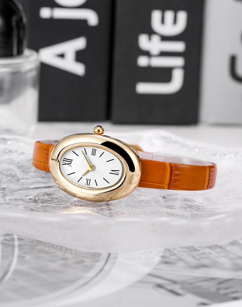 MASTOP Bracelet Watch for Women - Elegant 24mm Oval Dial Bangle Watch - Gold Jewelry Style Quartz Wristwatch - Gift for Her (Grey) - Image 2