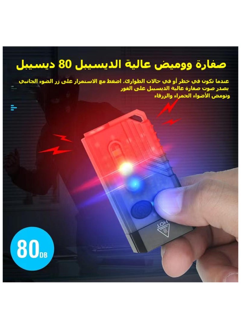 Powerful Mini EDC Flashlight with Red Laser Light, 365nm White/Red/UV/Blue/ Warm Light, High Lumens 1000 LM USB C Rechargeable LED  FlashLight-14 Modes,Tail Magnet, 80DB Beeping Sound, Black(V10L) - Image 3
