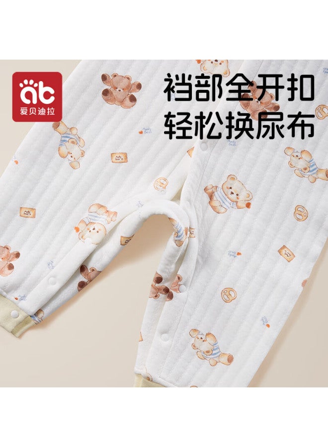 Aibedila Baby Autumn Winter Air Layer Warm Jumpsuit Infant Romper Pajamas