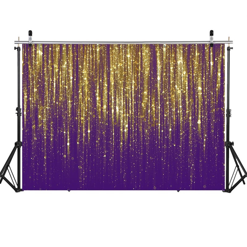 WOLADA Purple and Gold Backdrop Purple Gold Photo Backdrop Wedding Birthday Baby Shower Party Photo Studio 7x5FT FW114 - Image 2