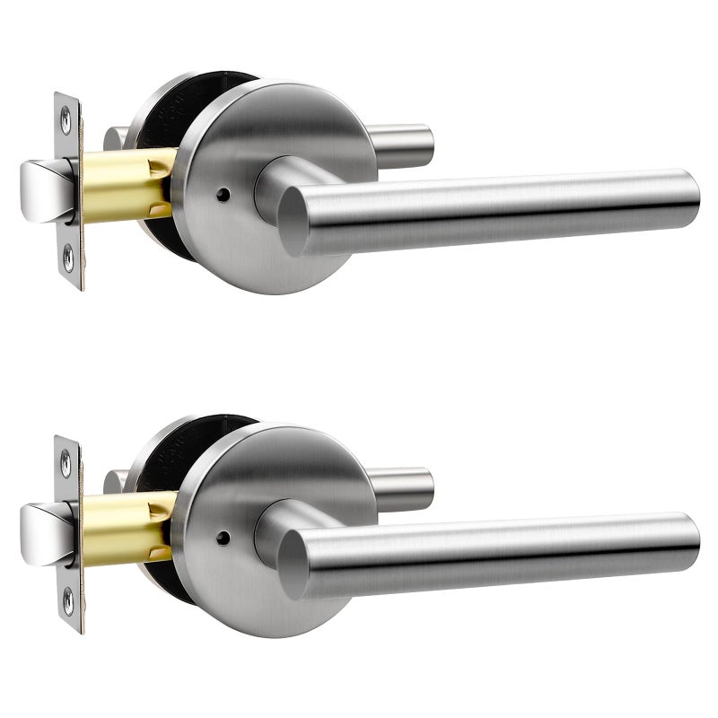 Orger 2 Pack Privacy Interior Door Handles for Bathroom and Bedroom Stain Nickel Door Lock Handles 304 Stainless Steel Keyless Door Knobs for Right Left Sided - Image 2