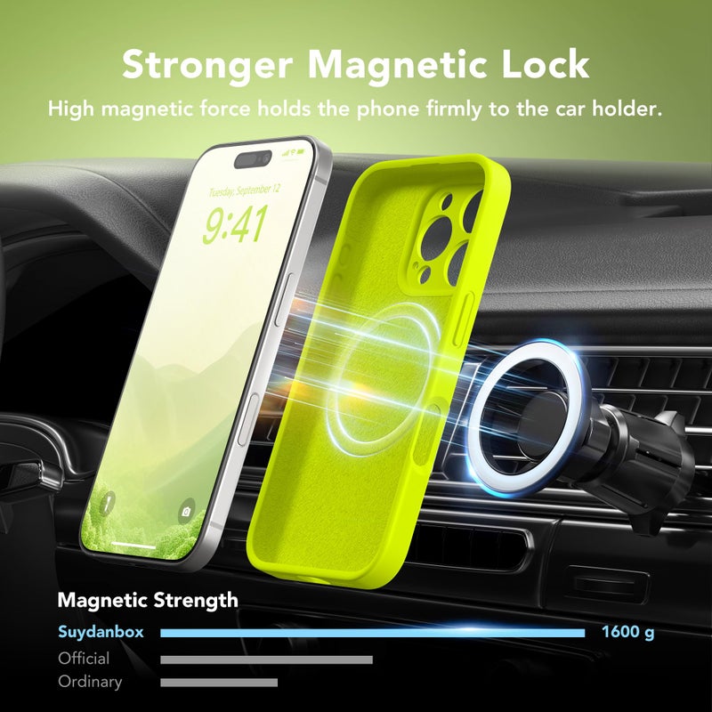 SuydanBox Magnetic for iPhone 16 Pro Max Case, Compatible with MagSafe, [Full Camera Protection][Screen Protector] Silicone Shockproof Protective Phone Case for iPhone 16 Pro Max, Fluorescent Green - Image 3