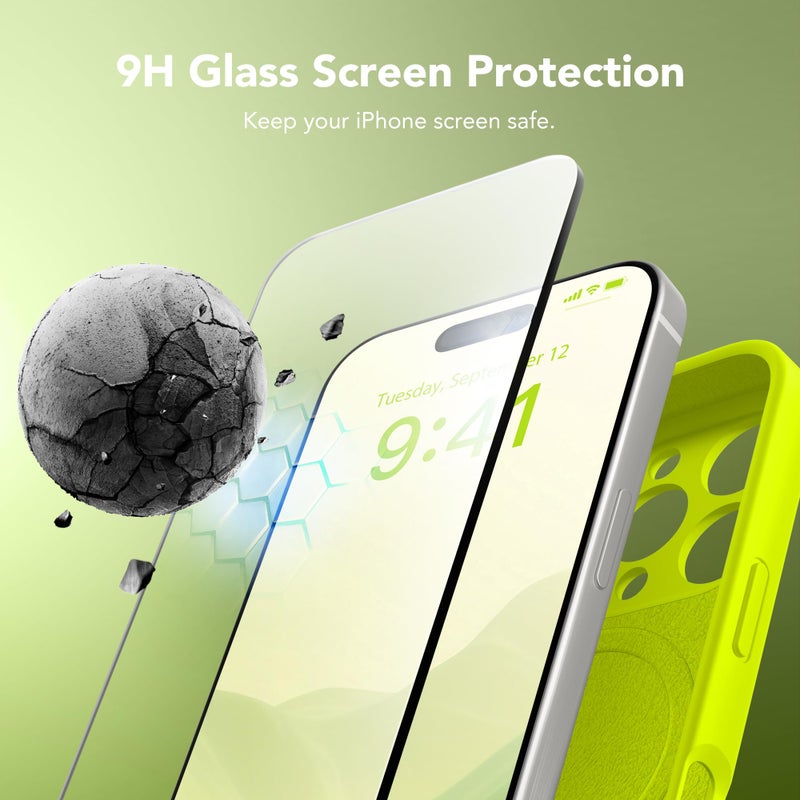 SuydanBox Magnetic for iPhone 16 Pro Max Case, Compatible with MagSafe, [Full Camera Protection][Screen Protector] Silicone Shockproof Protective Phone Case for iPhone 16 Pro Max, Fluorescent Green - Image 5
