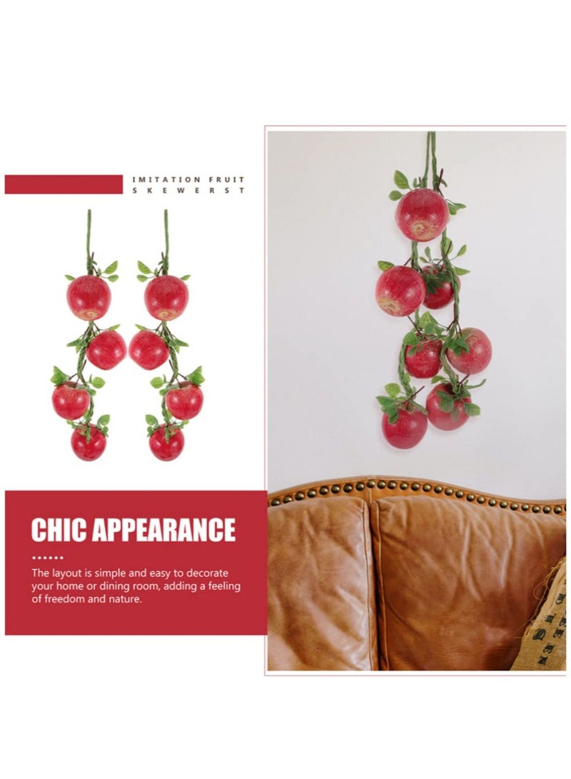 SOLARAE تاج التفاح الأحمر، 3 قطع من الفواكه الاصطناعية المعلقة، زينة نباتات، زينة حفلات الزفاف، تاج نباتي، كرمة تفاح مزيف صغير، فواكه حقيقية المظهر، زينة اصطناعية للزينة وللألعاب - Image 5