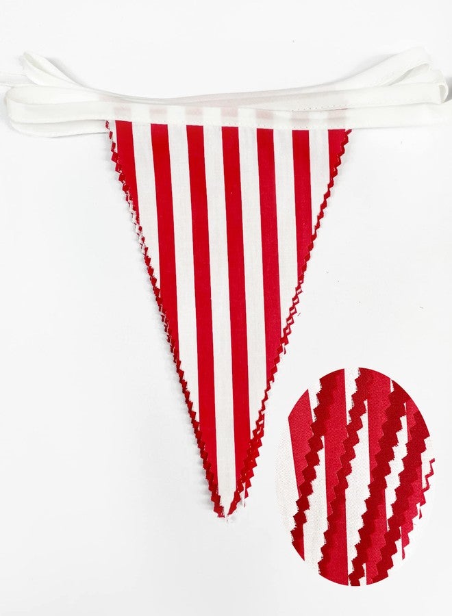 بينك بلوم راية مثلثة الشكل مخططة باللونين الأحمر والأبيض بطول 32 قدمًا، مصنوعة من القماش، تُستخدم كزينة للمهرجانات والحفلات والمناسبات الخارجية، مثل الكرنفالات والسيرك وأعياد ميلاد الأطفال وحفلات الزفاف والكريسماس ورأس السنة الجديدة. - Image 2