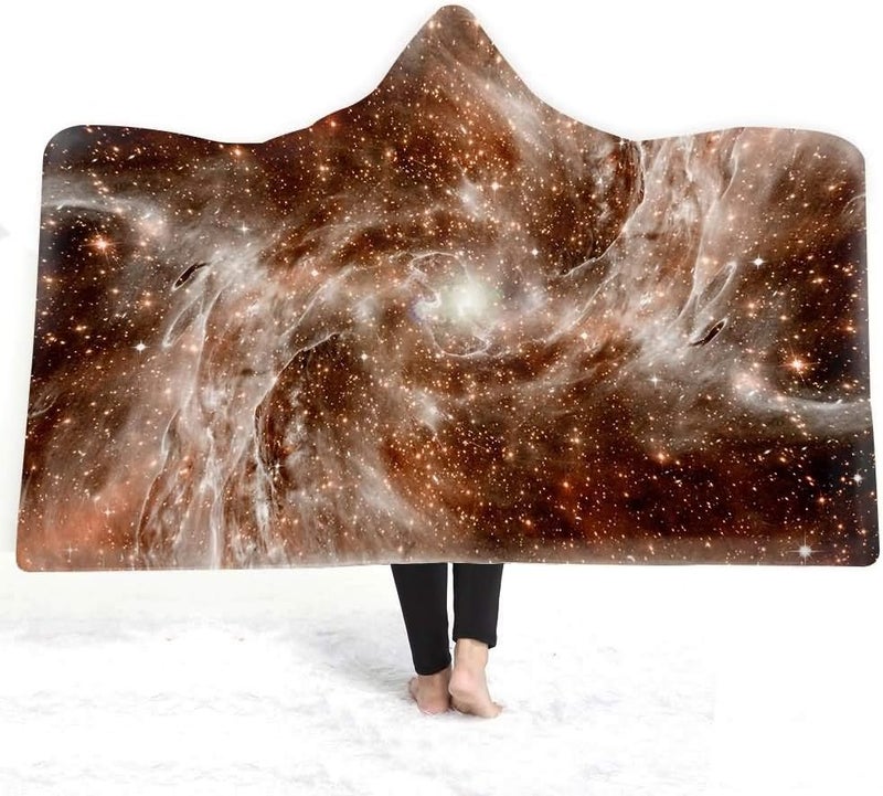 Winter Plush Wearable Cloak Double-Layer Bath Children Adult Star Nebula Printed Hooded Blanket Daily Use (Colour: 8 Size: 200150) (18,200 x 150) - Image 4