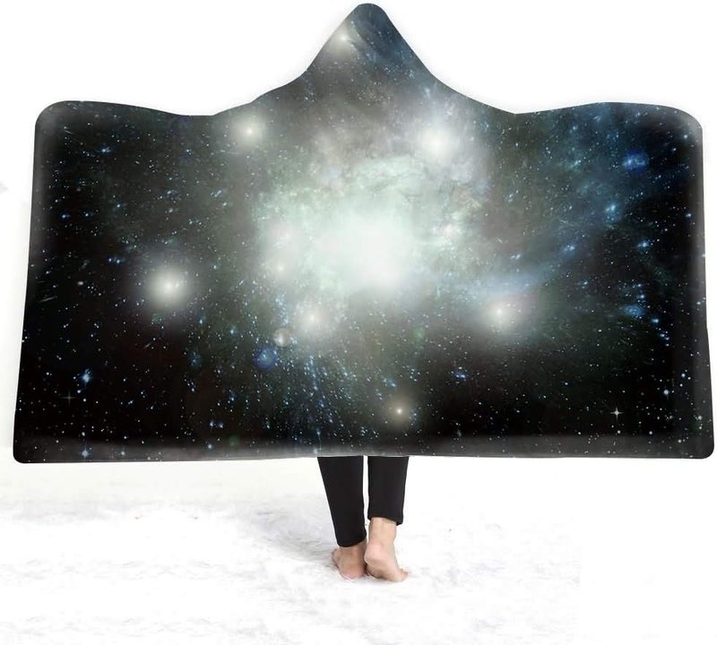 Winter Plush Wearable Cloak Double-Layer Bath Children Adult Star Nebula Printed Hooded Blanket Daily Use (Colour: 8 Size: 200150) (18,200 x 150) - Image 5
