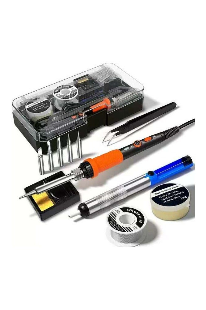 Soldering Iron Premium Kit, 60W Soldering Gun with Ceramic Heater, 12-in-1 Soldering Tool, Adjustable Temperature 200 to 450°C, Includes Soldering Iron Tip, Solder Wire, Pump and Paste - Image 1