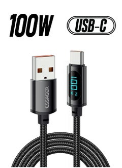 ESSAGER 100W 5A Type-C Fast Data Charging Cable Digital Display 120CM 