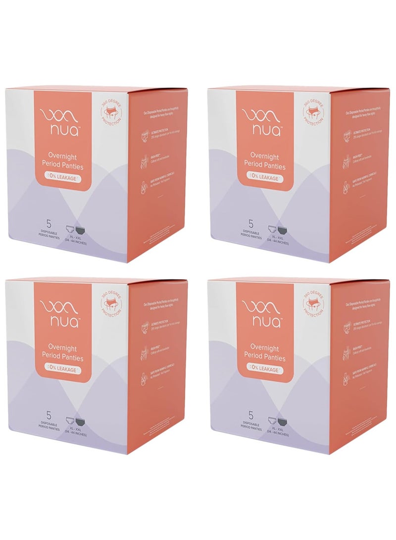 Nua Cotton Overnight Period Panties For Women | 360 Degree Coverage | For Heavy Flow | Unscented | 5 Disposable Period Panties | Extra Large | Upto 0% Leakage (Pack Of 4), White - Image 1