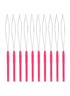 SAVITA 10pcs Hair Extension Loop Needle Threader Pulling Hook Bead Device Micro Links Hair Extensions Kit for Hair Styling Tools Accessory Magenta