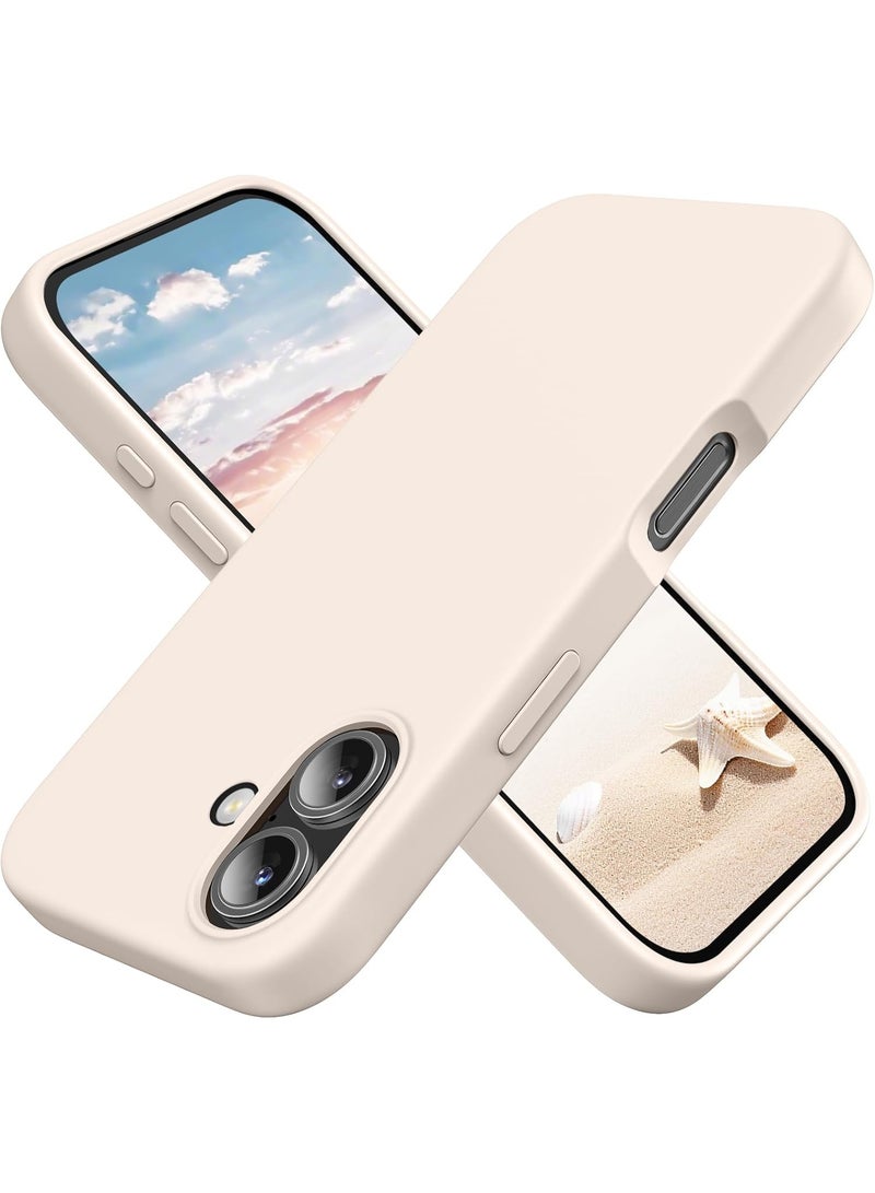 جراب لهاتف iPhone 16، جراب سيليكون سائل لهاتف iPhone 16 مقاس 6.1 بوصة، جراب ناعم، حماية متعددة الطبقات، جراب نحيف مضاد للخدش والصدمات مع بطانة من الألياف الدقيقة، (بيج) - Image 1