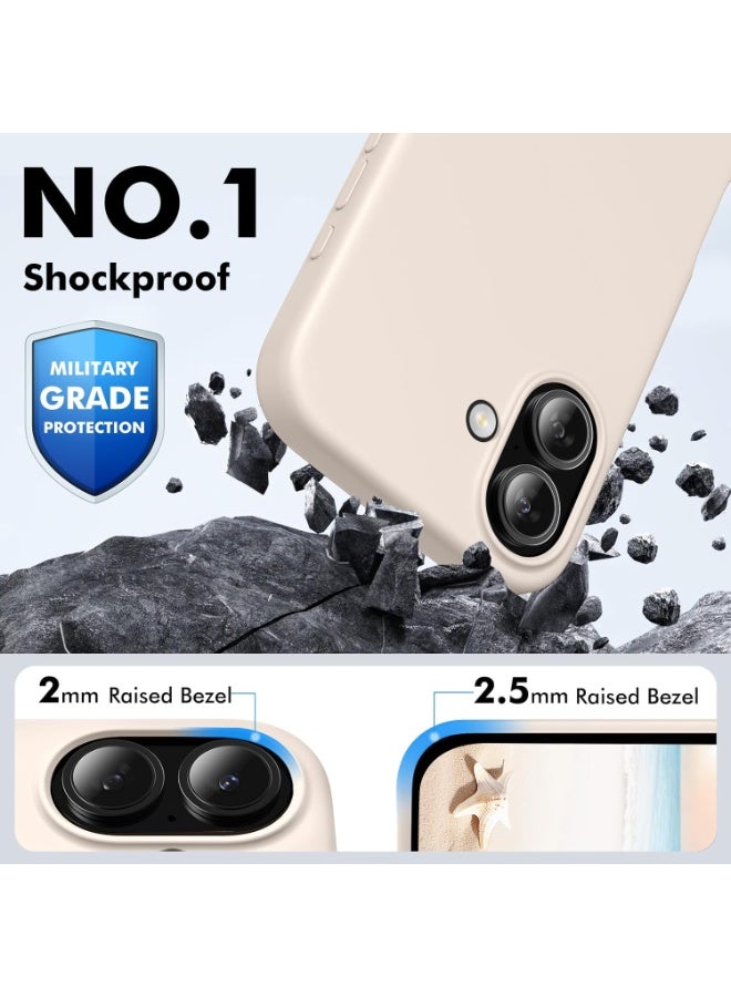 جراب لهاتف iPhone 16، جراب سيليكون سائل لهاتف iPhone 16 مقاس 6.1 بوصة، جراب ناعم، حماية متعددة الطبقات، جراب نحيف مضاد للخدش والصدمات مع بطانة من الألياف الدقيقة، (بيج) - Image 3