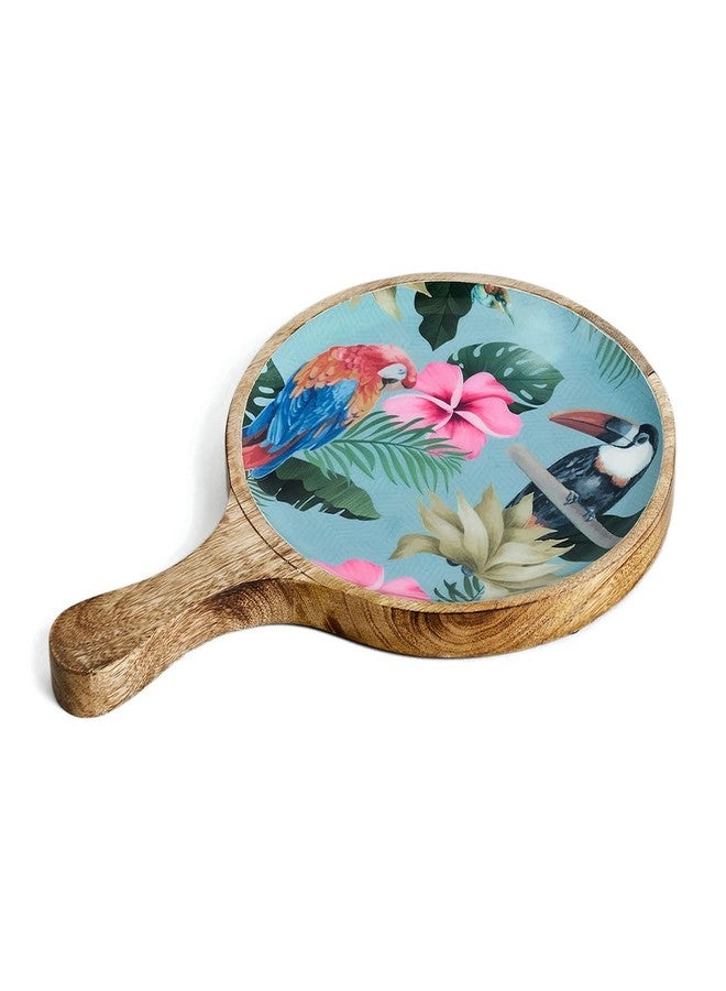 Saaga Printed Wooden Pizza Tray for Serving -15 Inch X 10 Inch - Beautiful Mango Wood Circular Serving/Pizza Platter Board for Home/Cafe/Restaurants - Tourmaline - Image 1