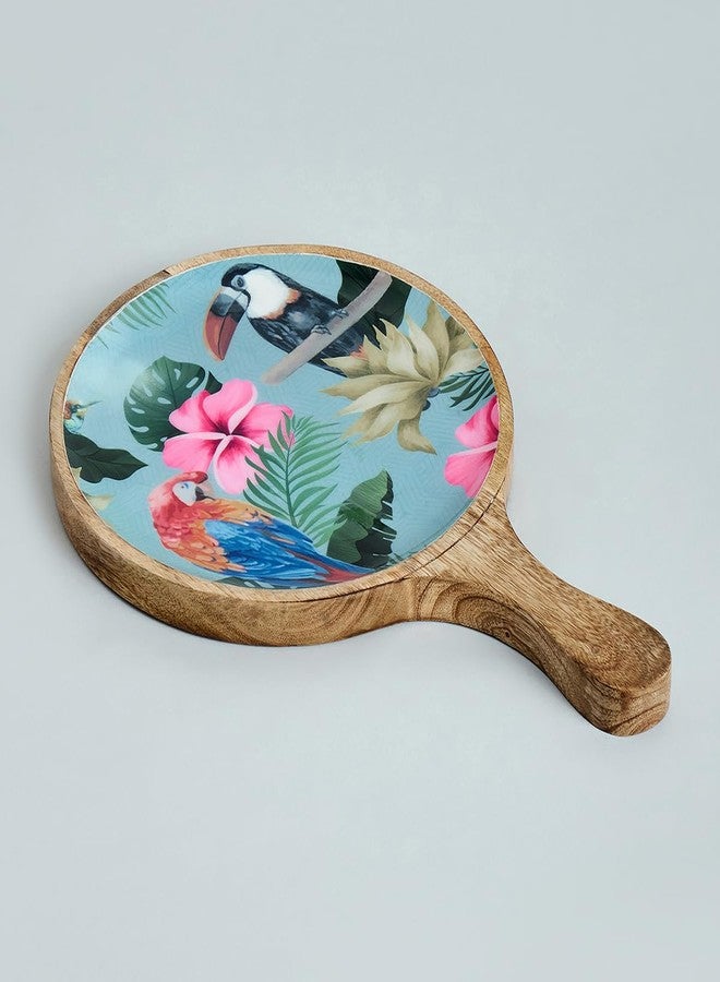 Saaga Printed Wooden Pizza Tray for Serving -15 Inch X 10 Inch - Beautiful Mango Wood Circular Serving/Pizza Platter Board for Home/Cafe/Restaurants - Tourmaline - Image 4