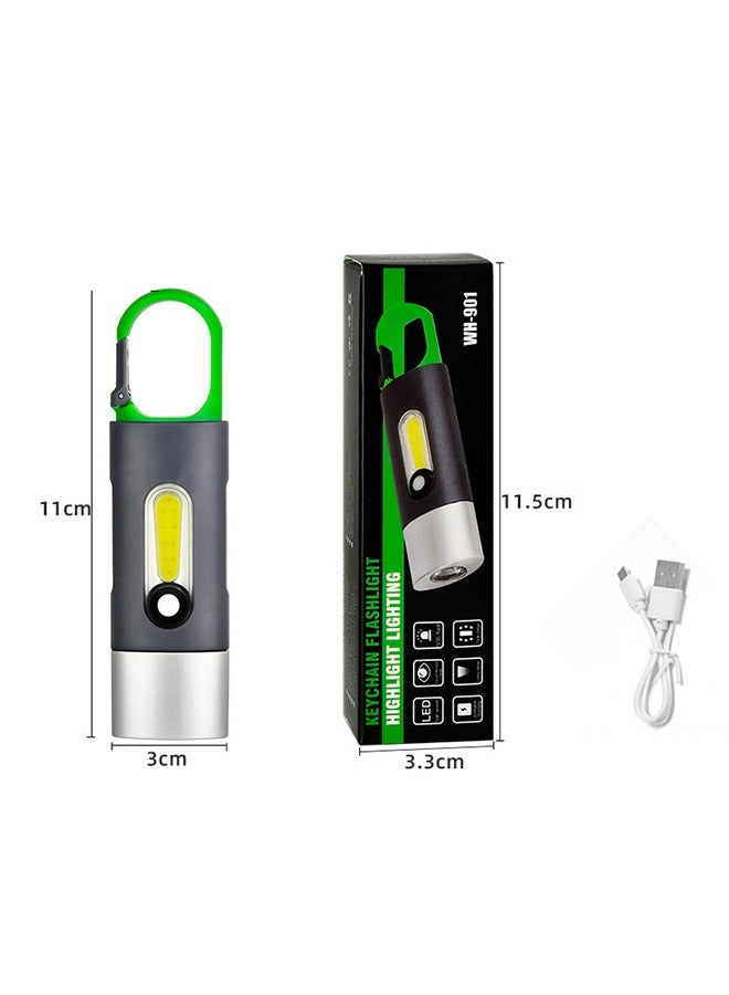 LED Tactical Flashlight, USB Rechargeable High Lumens Super Bright 4 Modes Waterproof Flashlight, Multi Function Emergency Keychain Flashlight (Green) - Image 2