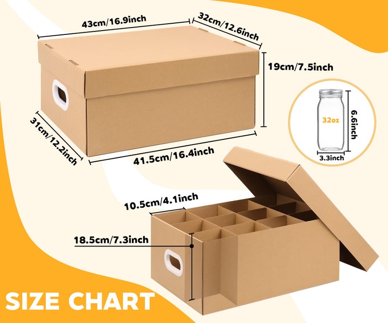 DERZIFUN Canning Jar Storage Boxes Set of 5, 32 oz Mason Jar Storage Boxes with Dividers, Mason Jar Organizer with Handles - Image 3