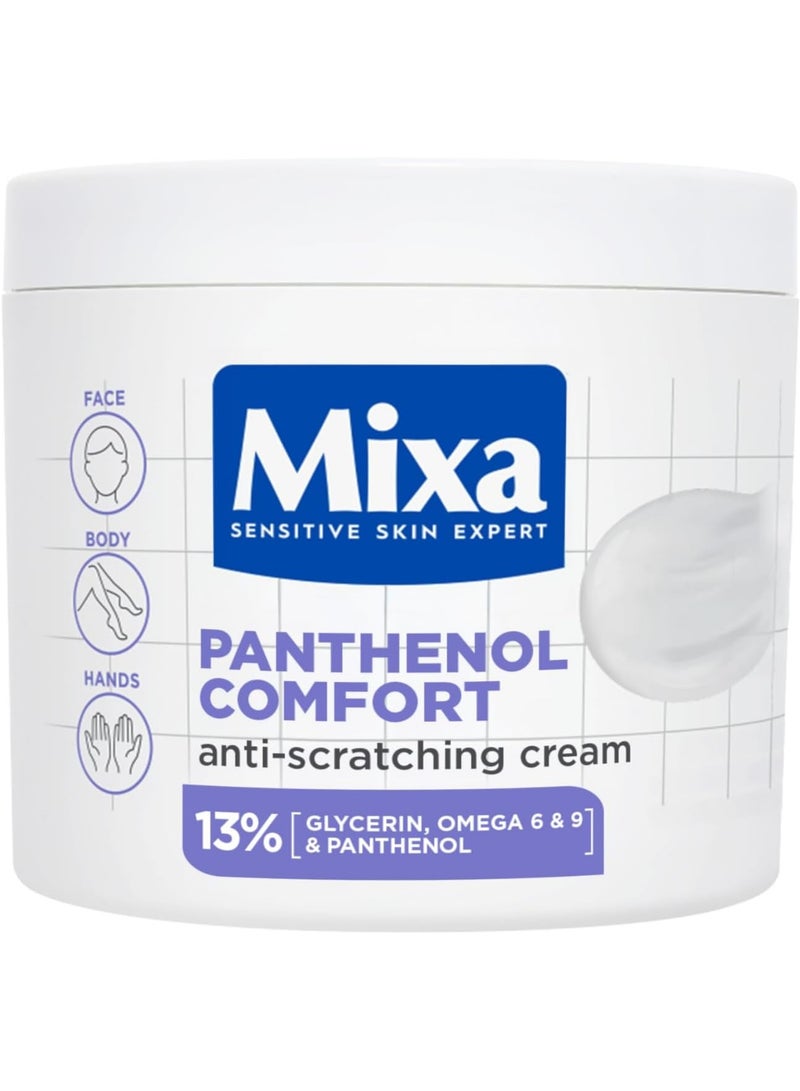 Mixa Cream, Panthenol Comfort Restoring Cream, Soothing Body Moisturiser for Eczema Prone Skin, with 13% Glycerin, Omegas 6&9 & Panthenol, Fragrance-Free, 400ml