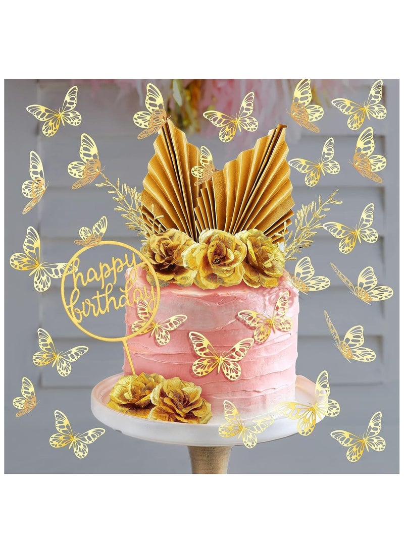 52PCS  Cake Topper Golden Ball Decoration Bohemian Decoration Butterfly Cake Decoration, Birthday Cake Decoration Set, Small Bear Birthday Party Supplies, Cake Toppers baby shower  - Image 3