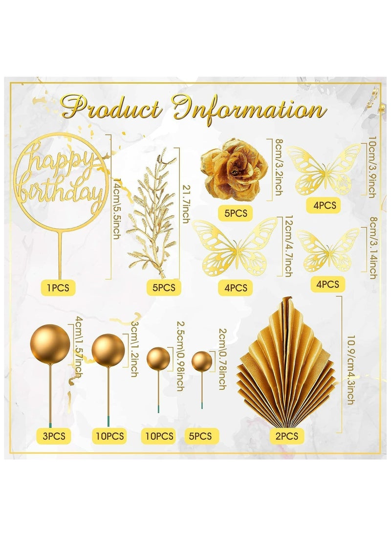 52PCS  Cake Topper Golden Ball Decoration Bohemian Decoration Butterfly Cake Decoration, Birthday Cake Decoration Set, Small Bear Birthday Party Supplies, Cake Toppers baby shower  - Image 4