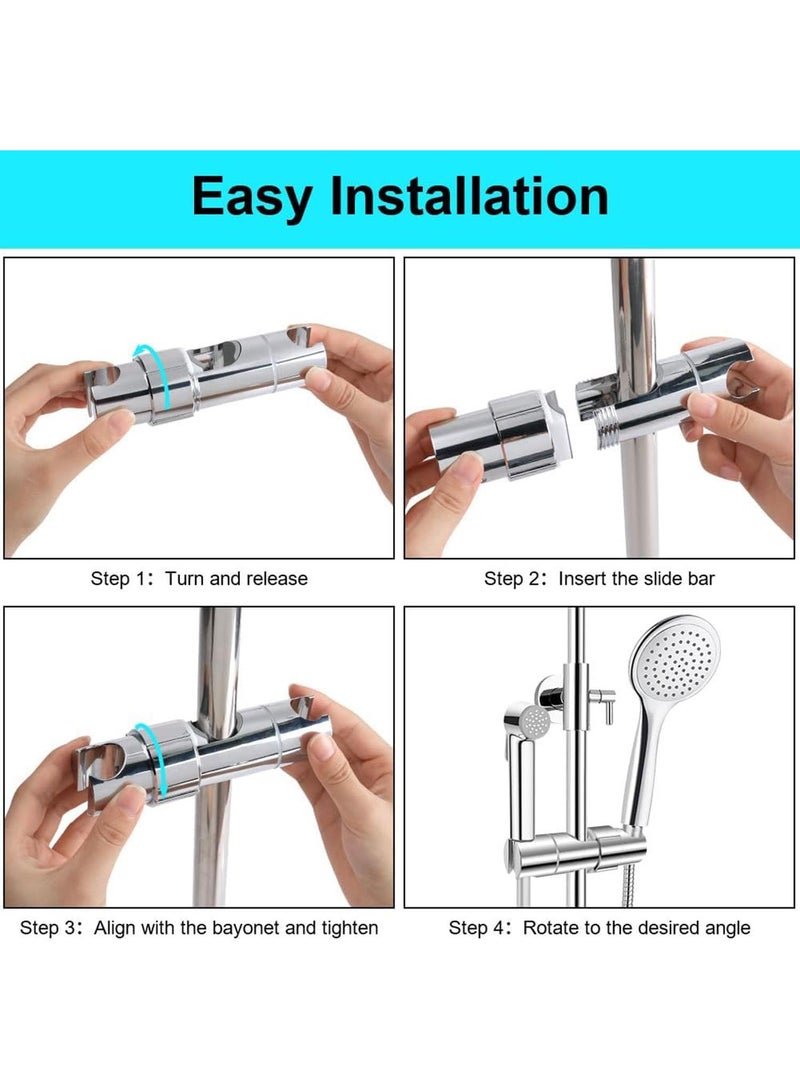 Sweet seven Adjustable Hand Shower Holder for Slide Bar 16-27MM - 360° Rotation, Chrome Plated, Easy Installation, Double-jack Design - Image 5
