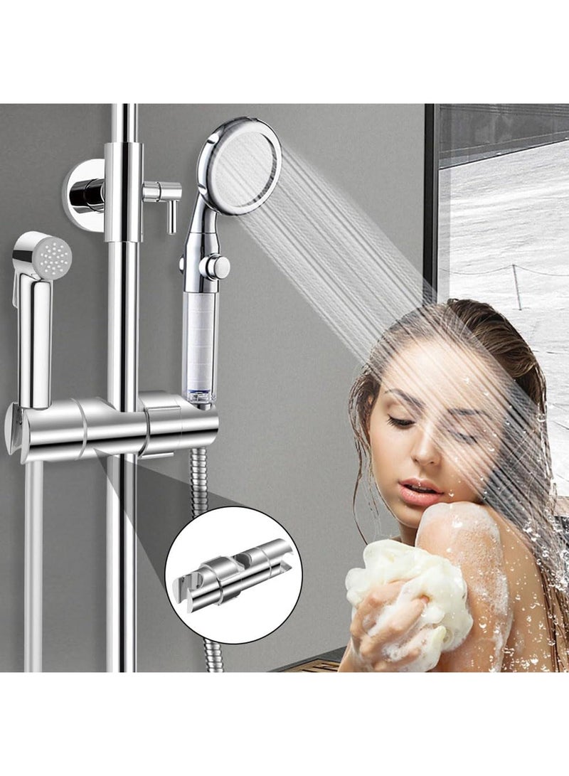 Sweet seven Adjustable Hand Shower Holder for Slide Bar 16-27MM - 360° Rotation, Chrome Plated, Easy Installation, Double-jack Design - Image 4