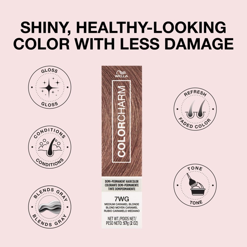 COLORCHARM Demi Permanent Hair Color 7WG Medium Caramel Blonde Gloss, Refresh & Tone 2 Fl Oz - Image 4
