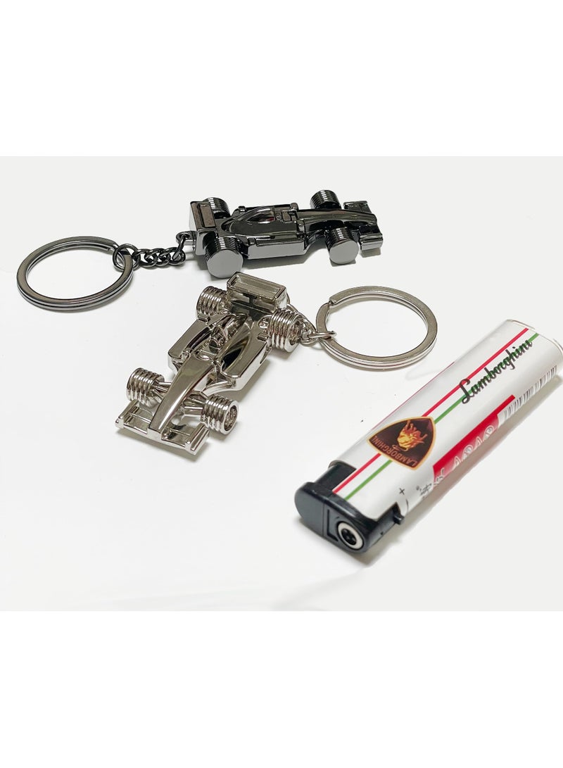 2 Pack Set Of Men's Car Keychains,Suitable for Office Backpacks, Wallets, Accessories, Racing Enthusiasts, Collectors, Black+Silver  - Image 3
