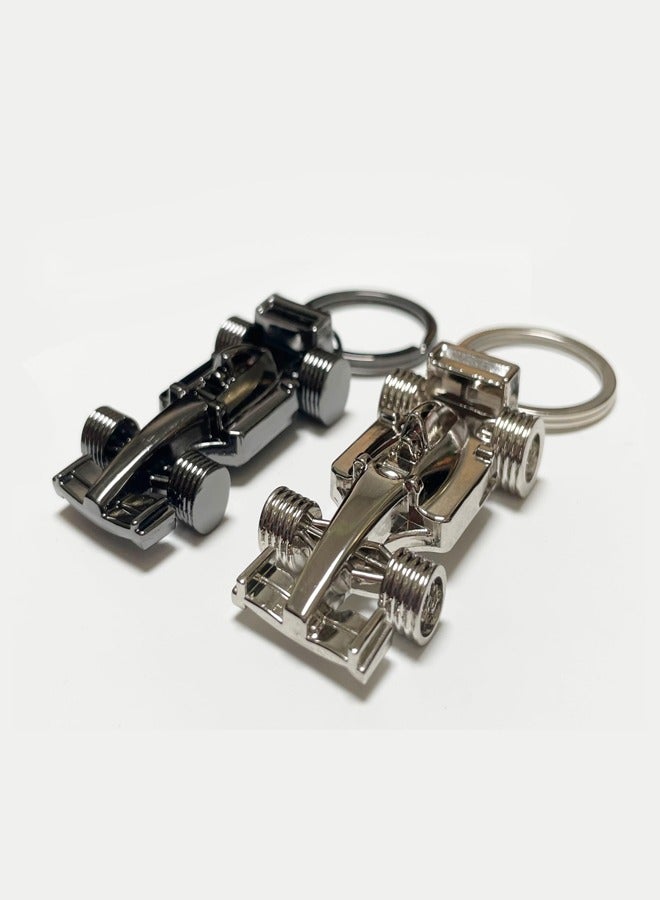 2 Pack Set Of Men's Car Keychains,Suitable for Office Backpacks, Wallets, Accessories, Racing Enthusiasts, Collectors, Black+Silver  - Image 4