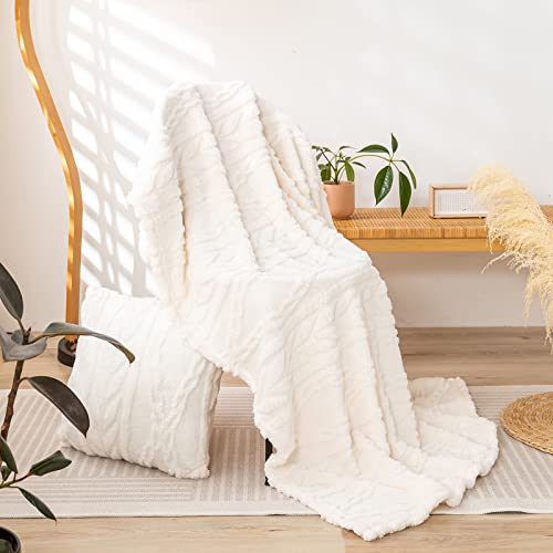 YUSOKI Sherpa Throw Blanket-3D Stylish Design Super Soft Fuzzy Cozy Warm Blanket Thick Plush Fluffy Furry Blankets for Teen Girls Women Couch Bed Sofa Chair Men Boys Gift(Ivory,50"x65") - Image 3