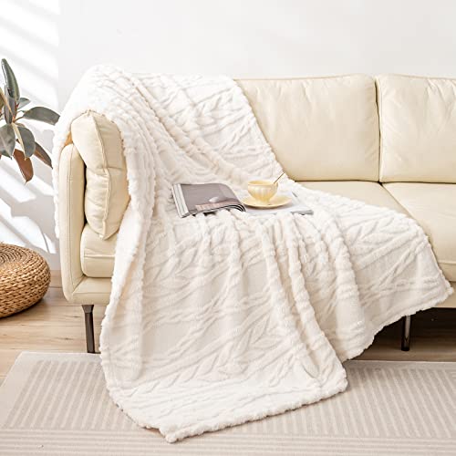 YUSOKI Sherpa Throw Blanket-3D Stylish Design Super Soft Fuzzy Cozy Warm Blanket Thick Plush Fluffy Furry Blankets for Teen Girls Women Couch Bed Sofa Chair Men Boys Gift(Ivory,50"x65") - Image 2