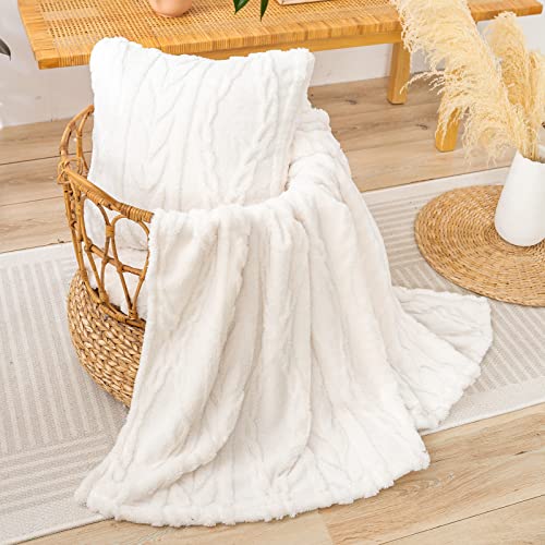 YUSOKI Sherpa Throw Blanket-3D Stylish Design Super Soft Fuzzy Cozy Warm Blanket Thick Plush Fluffy Furry Blankets for Teen Girls Women Couch Bed Sofa Chair Men Boys Gift(Ivory,50"x65") - Image 4