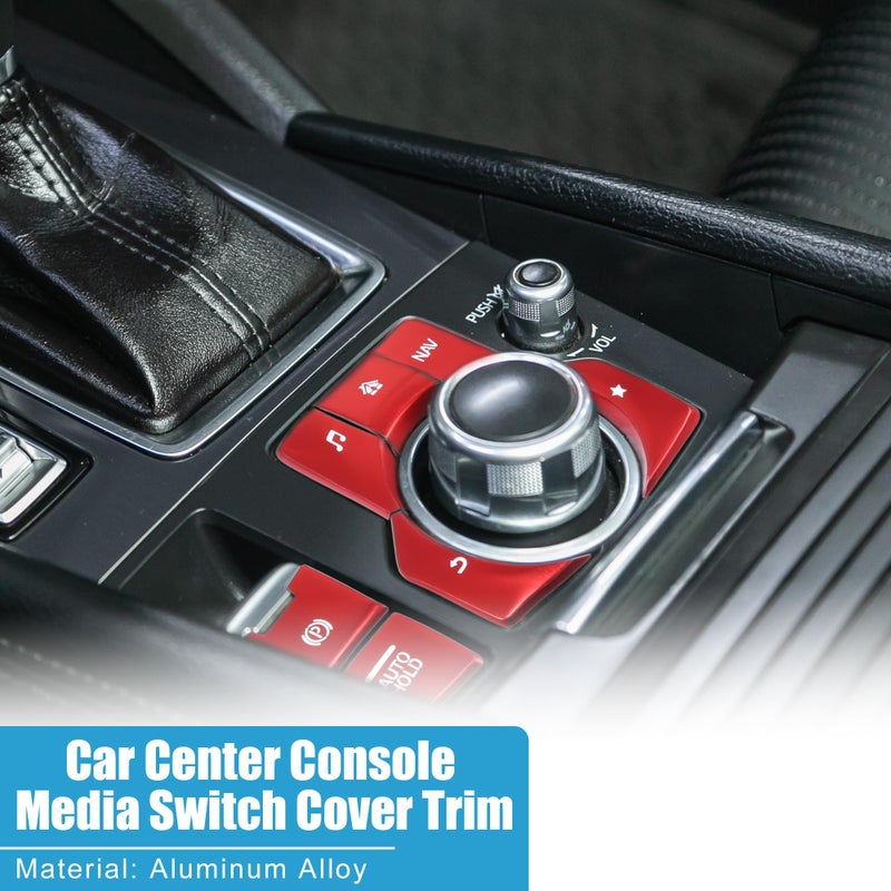 A ABSOPRO Car Center Console Gear Panel Multi-Media Handbrake Switch Cover Trim for Mazda CX-5 2017-2020 Red (Set of 7) - Image 2