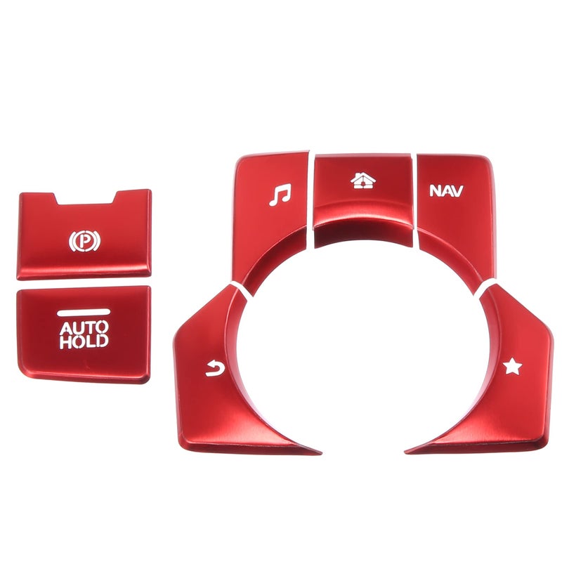 A ABSOPRO Car Center Console Gear Panel Multi-Media Handbrake Switch Cover Trim for Mazda CX-5 2017-2020 Red (Set of 7) - Image 1