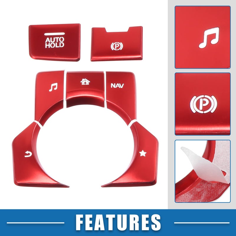 A ABSOPRO Car Center Console Gear Panel Multi-Media Handbrake Switch Cover Trim for Mazda CX-5 2017-2020 Red (Set of 7) - Image 4
