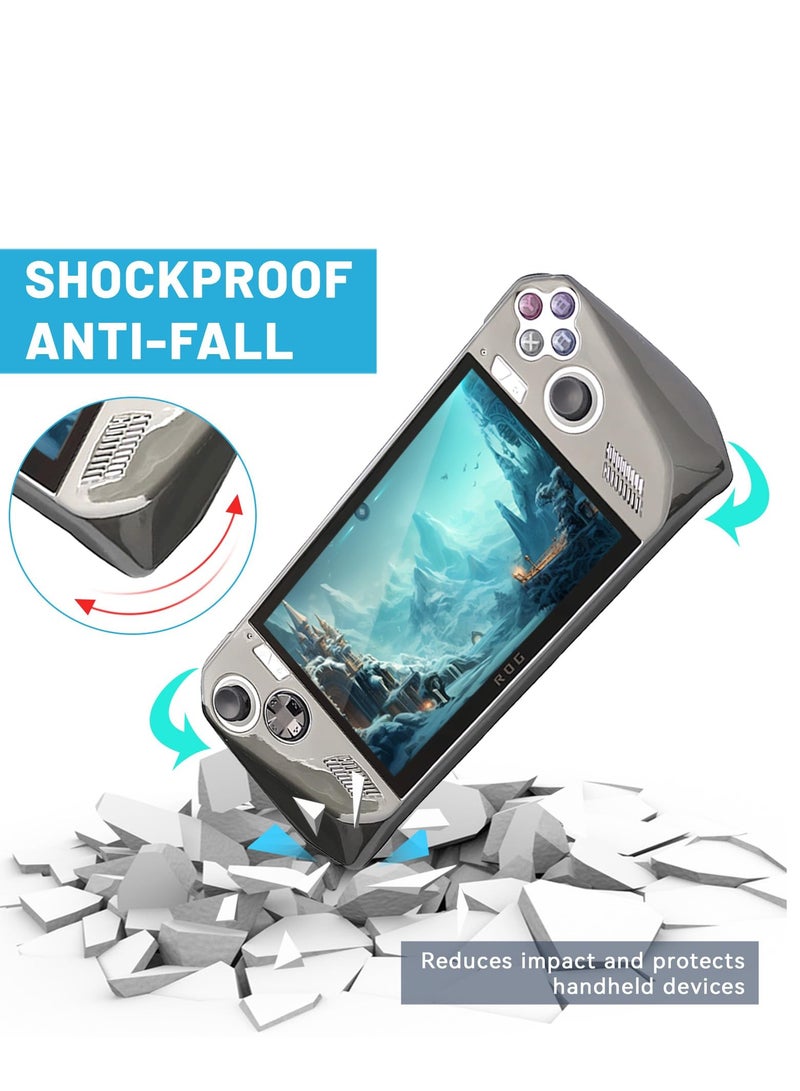 Crystal Clear Protective Case for Rog Ally with Kickstand, Shockproof and Non-Slip Design, Includes 1 Protective Film and 2 Tempered Glass Films - Image 3